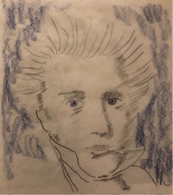 Author’s pencil sketch, Soren Kierkegaard.